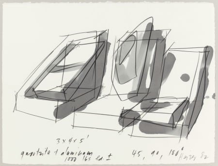 MICHAEL HEIZER (American, b. 1944) 45, 90, 180 d: MICHAEL HEIZER (American, b. 1944)45, 90, 180 degrees, 1982Watercolor and p