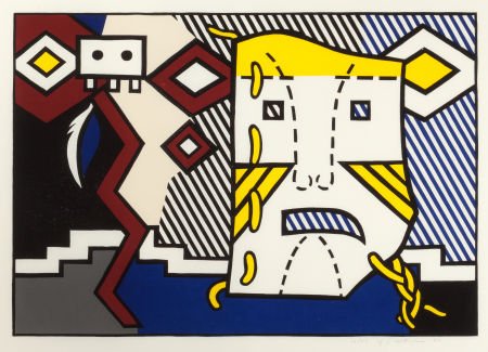 ROY LICHTENSTEIN (American, 1923-1997) American: ROY LICHTENSTEIN (American, 1923-1997)American Indian Theme V, 1980Woodcut