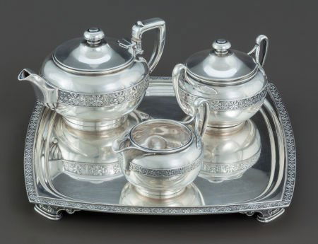 A FOUR PIECE TIFFANY & CO. SILVER DEMI TEA SERVI: A FOUR PIECE TIFFANY & CO. SILVER DEMI TEA SERVICE BY JOHN MOORE Tiffany & Co., New Y