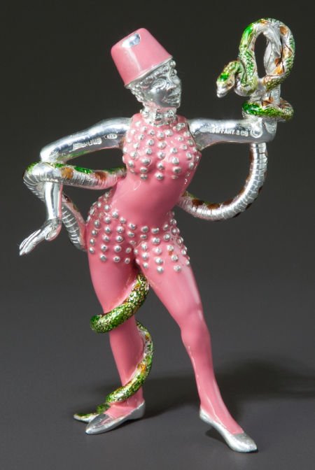 A TIFFANY & CO. SILVER AND ENAMEL CIRCUS SNAKE C: A TIFFANY & CO. SILVER AND ENAMEL CIRCUS SNAKE CHARMER DESIGNED BY GENE MOORE Tiffany