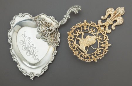 TWO SHIEBLER SILVER AND SILVER GILT BON BON SERV: TWO SHIEBLER SILVER AND SILVER GILT BON BON SERVERS George W. Shiebler & Co., New York, New