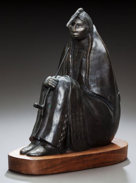 ALLAN HOUSER, APACHE (1914 - 1994) Silent Prayer: ALLAN HOUSER, APACHE (1914 - 1994)Silent Prayerc. 1980 bronze with patina,