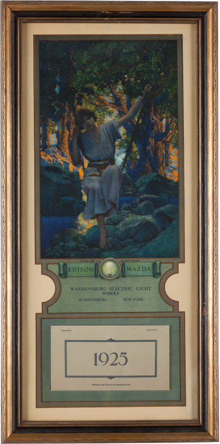 Maxfield Parrish: Dream Light Color Print, 1925: Maxfield Parrish: Dream Light Color Print, 1925 Edison Mazda Cal