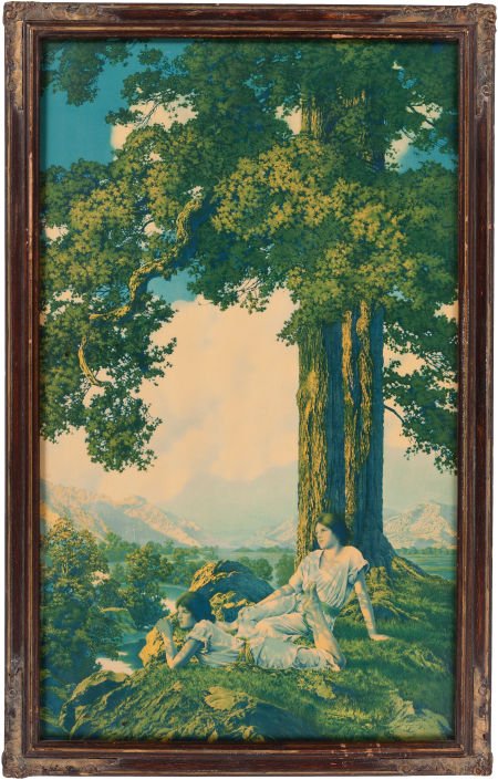 Maxfield Parrish: Hilltop Color Print, 1926, 17.: Maxfield Parrish: Hilltop Color Print, 1926, 17.75" x 29.75".