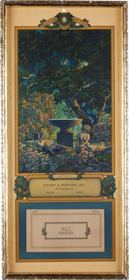 Maxfield Parrish: Reveries Color Print, 1927 Edi: Maxfield Parrish: Reveries Color Print, 1927 Edison Mazda