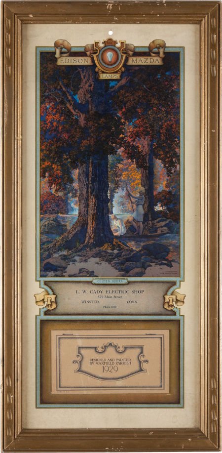 Maxfield Parrish: Golden Hours Color Print, 1929: Maxfield Parrish: Golden Hours Color Print, 1929 Edison Mazda