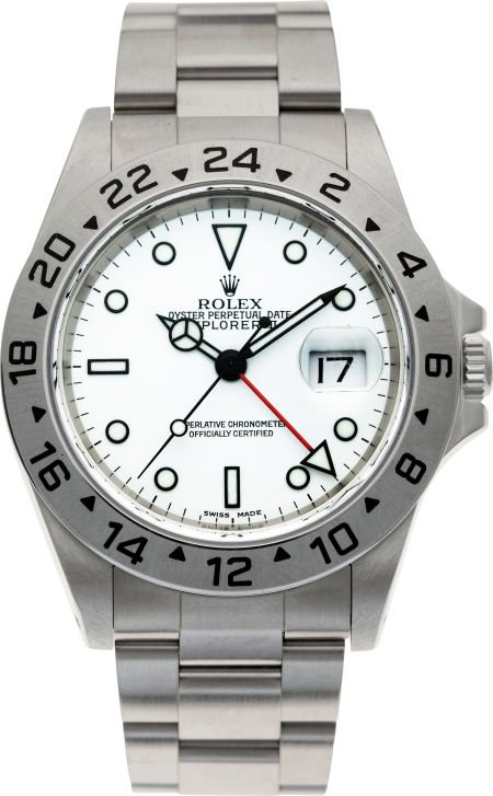 No Shipping into the U.S. - Rolex Ref. 16570 Ste: No Shipping into the U.S. - Rolex Ref. 16570 Steel Explorer II, circa 1999 Case: stainless