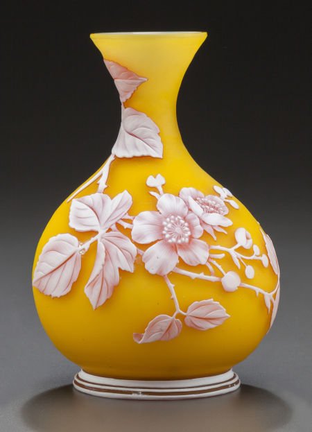 THOMAS WEBB OVERLAY GLASS BUTTERCUP VASE Circa 1: THOMAS WEBB OVERLAY GLASS BUTTERCUP VASECirca 19005 inches high (12.7 cm)