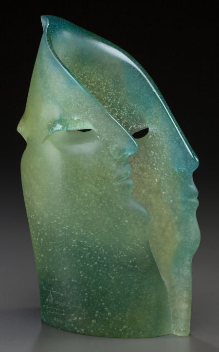 DAUM PATE-DE-VERRE GLASS COMEDIA SCULPTURE Late : DAUM PATE-DE-VERRE GLASS COMEDIA SCULPTURE Late 20th