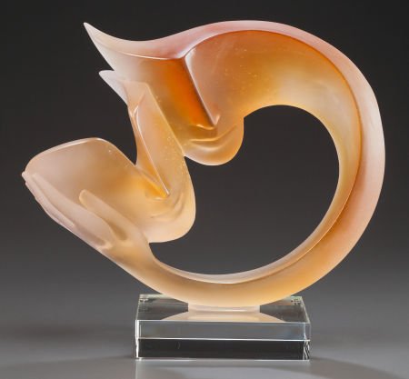DAUM PATE-DE-VERRE GLASS TENDRESSE SCULPTURE La: DAUM PATE-DE-VERRE GLASS TENDRESSE SCULPTURE La