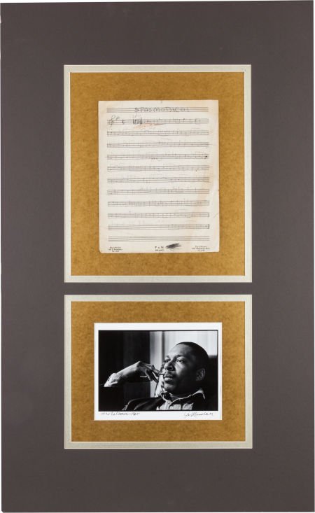 John Coltrane Hand-Scored Sheet Music and Photo : John Coltrane Hand-Scored Sheet Music and Photo Display. Saxophonist John Coltrane was a