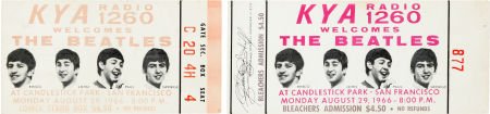 Beatles Candlestick Park Concert Ticket Group (1: Beatles Candlestick Park Concert Ticket Group (1966). From the historic last concert by t