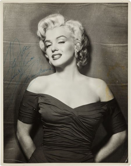 A Marilyn Monroe Signed Black and White Photogra: A Marilyn Monroe Signed Black and White Photograph, Circa 1956. An original print with a