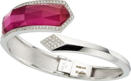 Quartz, Garnet, White Gold Bracelet, Stephen Web: Quartz, Garnet, White Gold Bracelet, Stephen Webster, English The hinged cuff from t