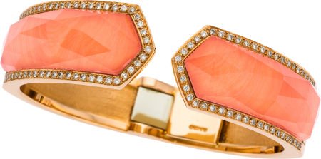 Quartz, Coral, Pink Gold Bracelet, Stephen Webst: Quartz, Coral, Pink Gold Bracelet, Stephen Webster, English The hinged cuff from the Cr