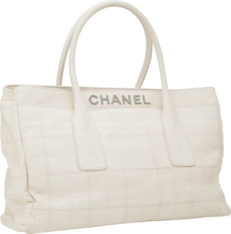 Chanel Bone Antiqued Leather Tote Bag with Silve: Chanel Bone Antiqued Leather Tote Bag with Silver Hardware Excellent Condition 15