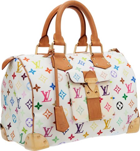 Louis Vuitton White Monogram Multicolore Speedy: Louis Vuitton White Monogram Multicolore Speedy 30 Bag Very Good Condition12" Width x