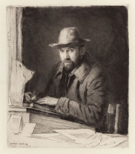 MUIRHEAD BONE (British, 1876-1953) Self Portrait: MUIRHEAD BONE (British, 1876-1953)Self Portrait, 1908Drypoint etching on pa