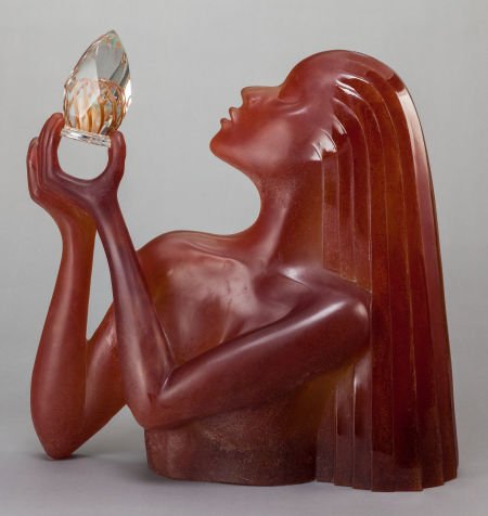 A DAUM PATE-DE-VERRE GLASS SCULPTURE BY DAN DAIL: A DAUM PATE-DE-VERRE GLASS SCULPTURE BY DAN DAILEY: LE VIN 