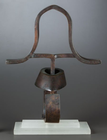 A VICTOR SALMONES BRONZE ON LUCITE BASE Victor S: A VICTOR SALMONES BRONZE ON LUCITE BASE Victor Salmones, (Mexican, 1937-1989) Marks:
