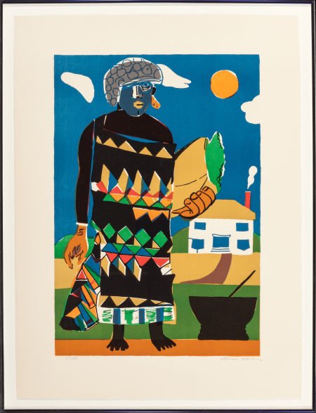 ROMARE HOWARD BEARDEN (American, 1914-1988) Pila: ROMARE HOWARD BEARDEN (American, 1914-1988) Pilate (Misty Island), 1979 Color