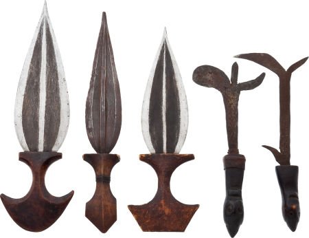 Lot of Seven Assorted African Ethnographic Knive: Lot of Seven Assorted African Ethnographic Knives. Comprising three examples from the Lob