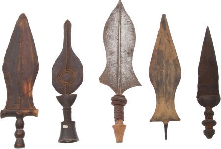 Lot of Eight Assorted African Ethnographic Weapo: Lot of Eight Assorted African Ethnographic Weapons. Comprising two wooden examples