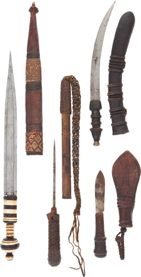 Lot of Four North African Ethnographic Items.: Lot of Four North African Ethnographic Items. Comprising two daggers, one knife and one