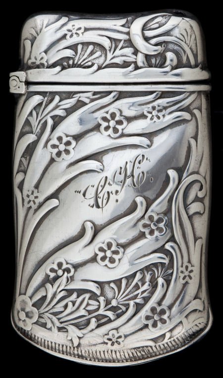 A FRANK WHITING SILVER MATCH SAFE Frank M. Whiti: A FRANK WHITING SILVER MATCH SAFE Frank M. Whiting, Attleboro, Massachusetts, circa 1900