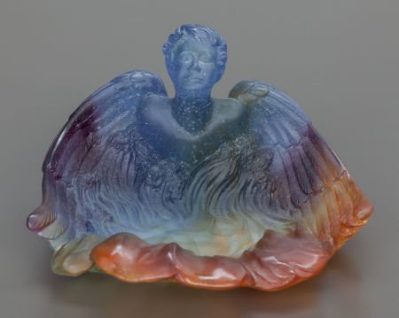 A DAUM PATE-DE-VERRE GLASS FIGURAL DISH Late 20t: A DAUM PATE-DE-VERRE GLASS FIGURAL DISH Late 20th century Marks: DAUM, FRANCE