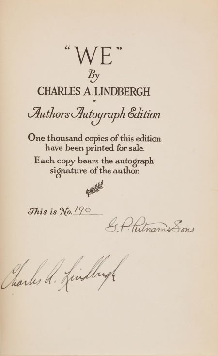 Charles A. Lindbergh. "We." New York & London: G: Charles A. Lindbergh. "We." New York & London: G. P. Putnam's