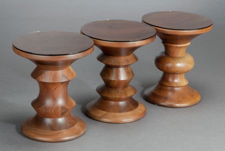 CHARLES EAMES (American, 1907-1978) Time-Life st: CHARLES EAMES (American, 1907-1978)Time-Life stools (set of three) with smoked glass to