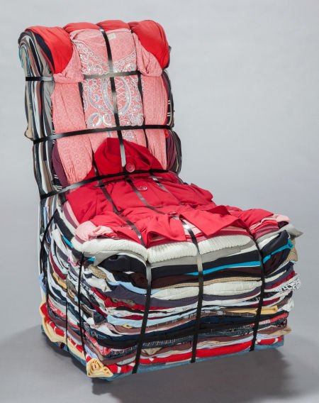 TEJO REMY (Dutch, b. 1960) Rag chair, 1991 Rags,: TEJO REMY (Dutch, b. 1960)Rag chair, 1991Rags, metal strips39-3/8 x 23-