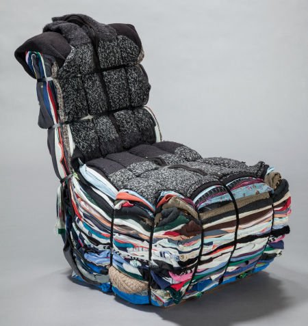 TEJO REMY (Dutch, b. 1960) Rag chair, 1991 Rags,: TEJO REMY (Dutch, b. 1960)Rag chair, 1991Rags, metal strips39-3/8 x 23-