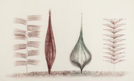 HARRY BERTOIA (American, 1915-1978) Four Sculptu: HARRY BERTOIA (American, 1915-1978)Four Sculptures, circa 1960sMonoprint on