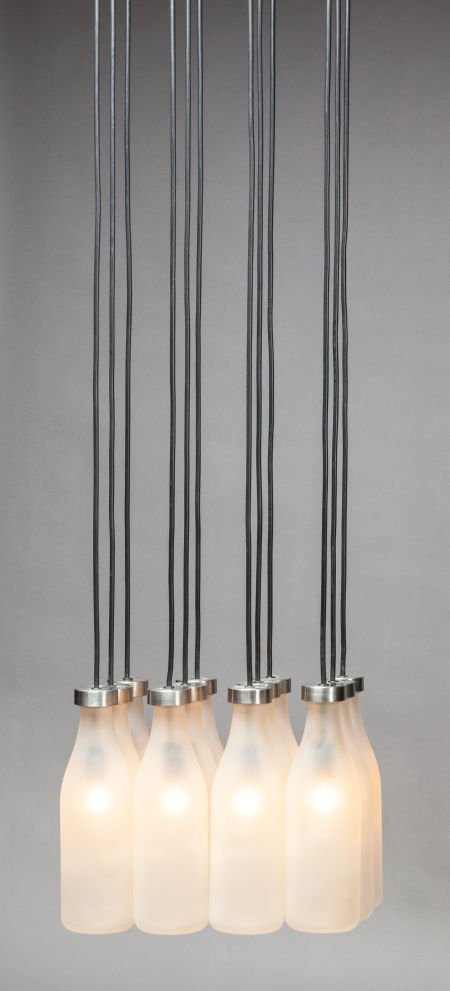 TEJO REMY (Dutch, b. 1960) Milk bottle lamp, 199: TEJO REMY (Dutch, b. 1960)Milk bottle lamp, 199112 milk bottles, 15W bulb (