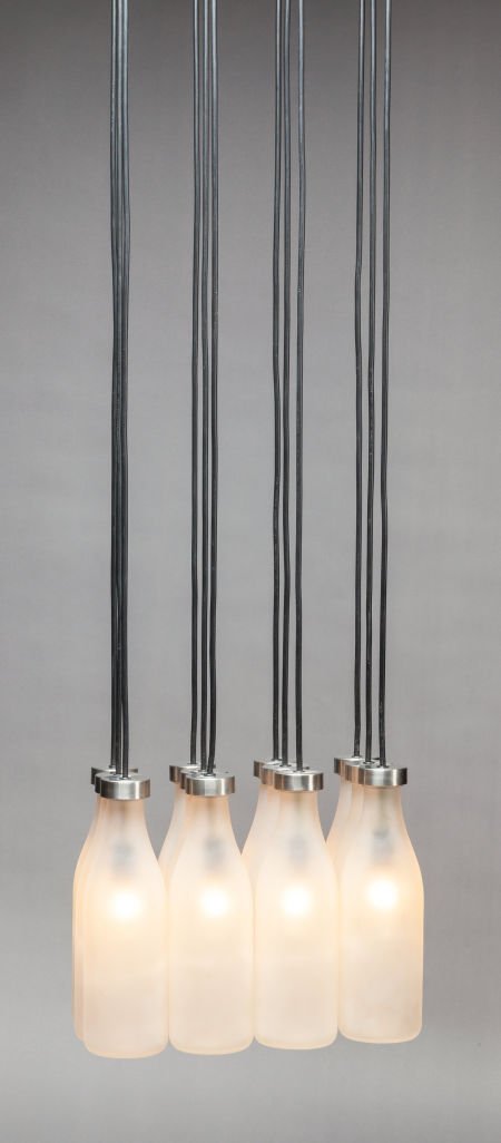 TEJO REMY (Dutch, b. 1960) Milk bottle lamp, 199: TEJO REMY (Dutch, b. 1960)Milk bottle lamp, 199112 milk bottles, 15W bulb (