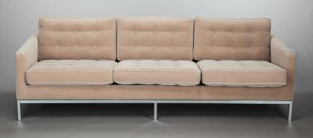 FLORENCE KNOLL (American, b. 1917) Sofa, 1954 Up: FLORENCE KNOLL (American, b. 1917) Sofa, 1954 Upholstery, steel, wood frame,
