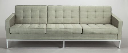 FLORENCE KNOLL (American, b. 1917) Sofa, 1960 Up: FLORENCE KNOLL (American, b. 1917) Sofa, 1960 Upholstery, steel, wood frame,