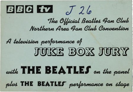 Beatles Juke Box Jury and Concert Ticket. Empire: Beatles Juke Box Jury and Concert Ticket. Empire Theatre, Liverpool. December 7, 1963 wa