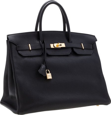 Hermes 40cm Black Togo Leather Birkin Bag with G: Hermes 40cm Black Togo Leather Birkin Bag with Gold Hardware Excellent Condition