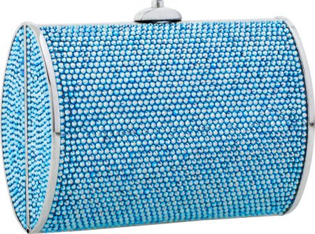 Judith Leiber Full Bead Blue Crystal Rectangular: Judith Leiber Full Bead Blue Crystal Rectangular Minaudiere Evening Bag Very Good to Ex