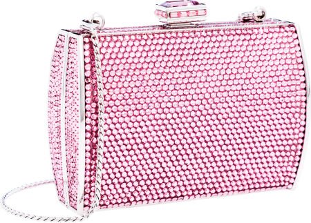 Judith Leiber Full Bead Pink Crystal Minaudiere: Judith Leiber Full Bead Pink Crystal Minaudiere Evening Bag Excellent Condition</