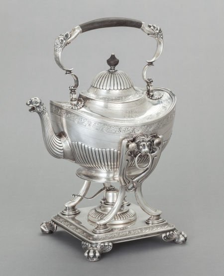 A TIFFANY & CO. SILVER HOT WATER KETTLE ON STAND: A TIFFANY & CO. SILVER HOT WATER KETTLE ON STAND Tiffany & Co., New York, New York, circa 1