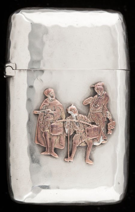 A WHITING SILVER AND MIXED METAL CARD CASE Whit: A WHITING SILVER AND MIXED METAL CARD CASE Whiting Manufacturing Company, New York, N