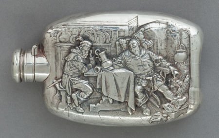 A WALLACE SILVER FLASK R. Wallace & Sons Mfg. C: A WALLACE SILVER FLASK R. Wallace & Sons Mfg. Co., Wallingford, Connecticut, circa 19