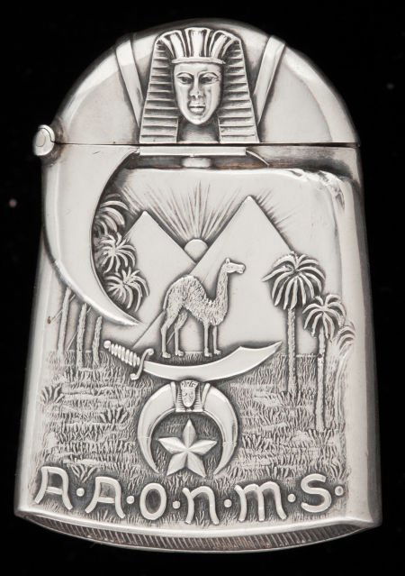 A SIMONS SILVER MATCH SAFE Simons Brothers, Phil: A SIMONS SILVER MATCH SAFESimons Brothers, Philadelphia, Pennsylvania, circa 1900Marks