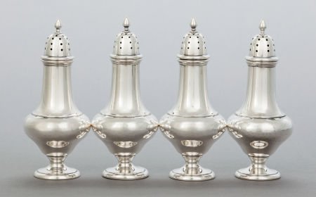 A SET OF FOUR PORTER BLANCHARD SILVER CASTERS Po: A SET OF FOUR PORTER BLANCHARD SILVER CASTERSPorter Blanchard, Calabasas, California, circ