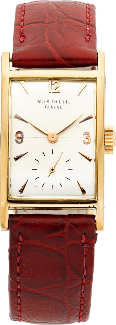Patek Philippe & Co. Vintage Rectangular Wristwa: Patek Philippe & Co. Vintage Rectangular Wristwatch In Custom Case Case: 18k yellow gold,