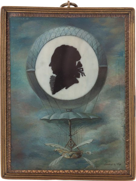 Historic Souvenir Miniature Silhouette of Jean P: Historic Souvenir Miniature Silhouette of Jean Pierre Blanchard. Presented in original gi